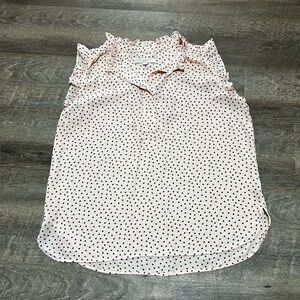 Sweet LOFT sleeveless blouse, pink with tiny black hearts